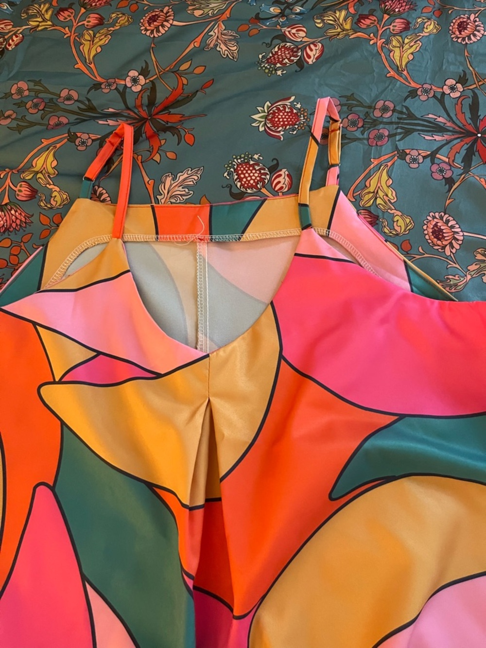 Colorblock Abstract Ruffle-Hem Maxi Dress - Picture 6 of 6